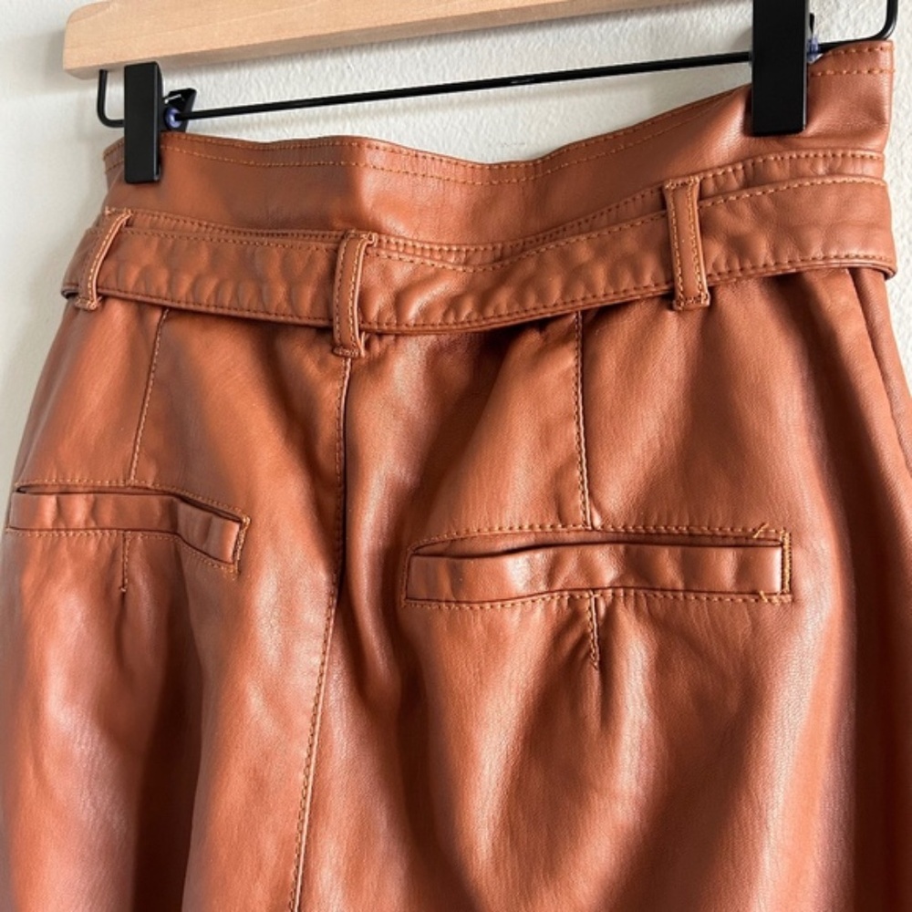 Free People Brown High-Waist Faux Leather Paperbag Pants - Picture 9 of 14